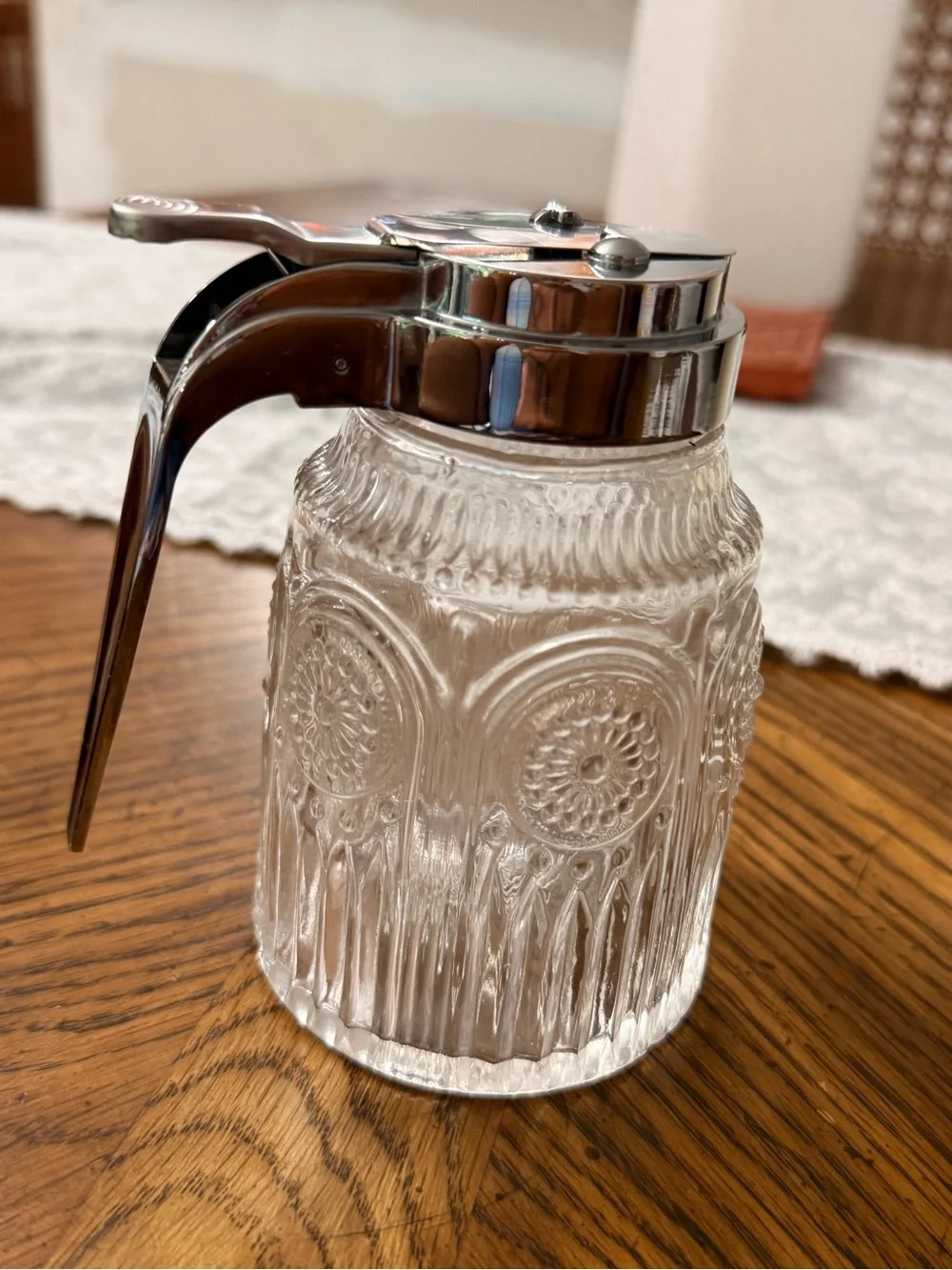 The Pioneer Woman Adeline Clear Cut Glass Syrup Dispenser RARE Collectible Syrup